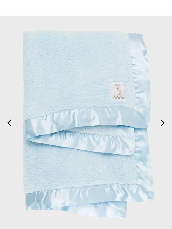 Little Giraffe Baby Blanket Blue Luxe Chenille Plush 29 X 35 Cozy Nursery Gift