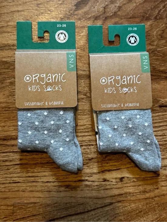 European Organic Cotton Kids Socks - Polar Bear 🐻‍❄️ and White Dots NWT