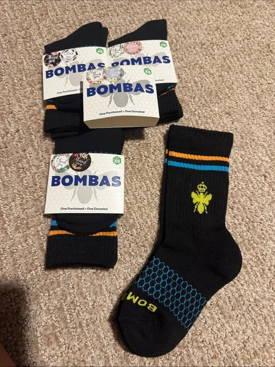 Bombas Black Crew Socks Set of 4