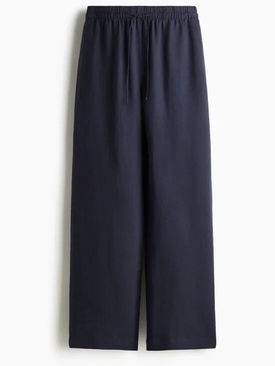 H&M Linen-Blend Pants Navy Size: XX-Small NWT