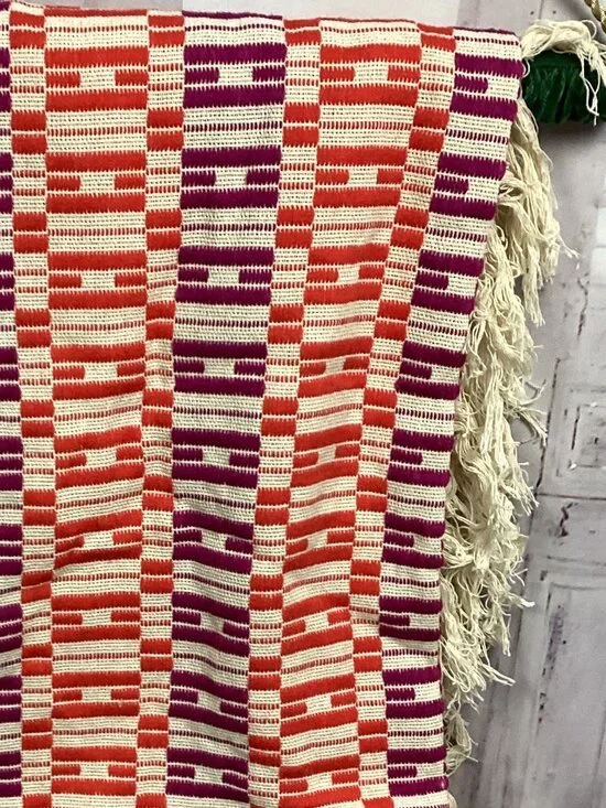 Anthropologie Knit Geo Throw Blanket Purple Red 50x60