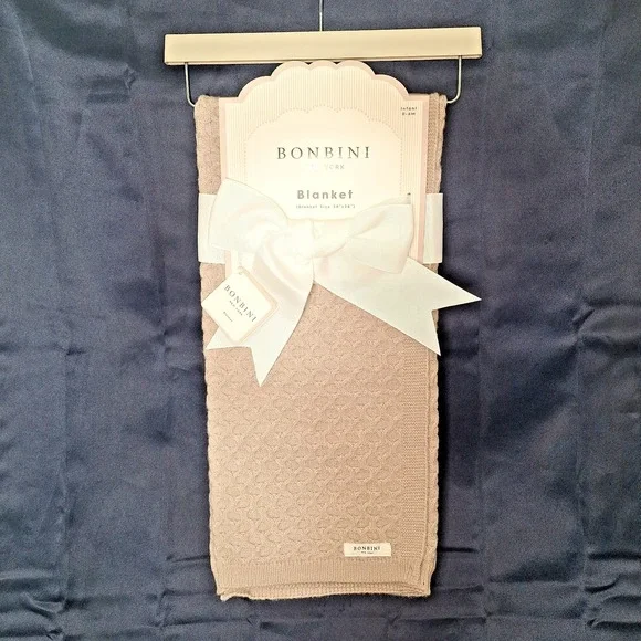 Bonbini New York Knitted Baby Blanket Beige Tan Soft 28