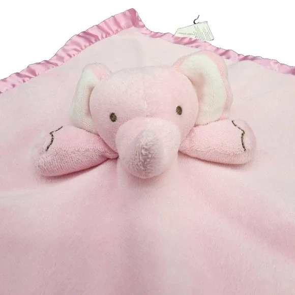 Stepping Stones Elephant Lovey Pink I Love Hugs‎ Satin Trim Security Blanket