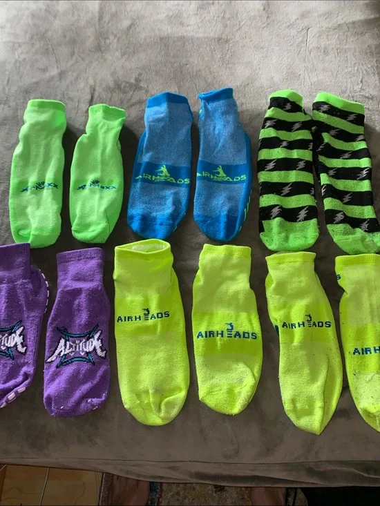 Bundle of 6 medium/large Green, Blue & Purple non-slip  Athletic Socks