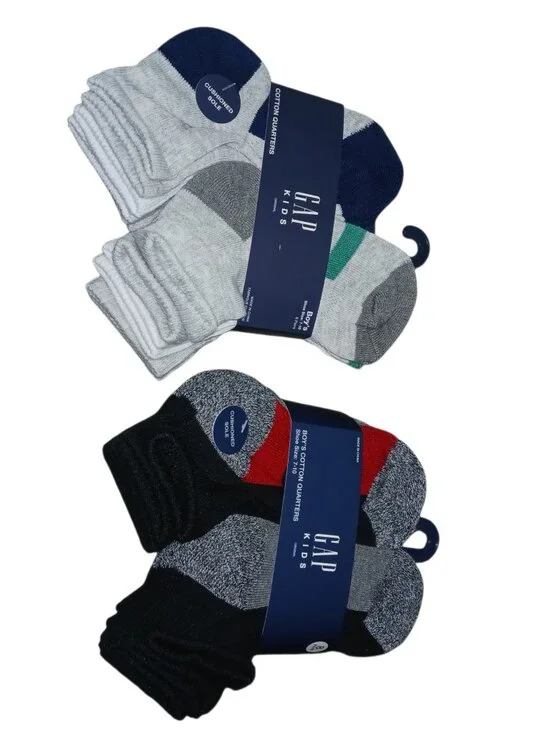 GAP Kids Boys Cotton Quarter Socks Bundle 16 Pairs NWT Size 7-10