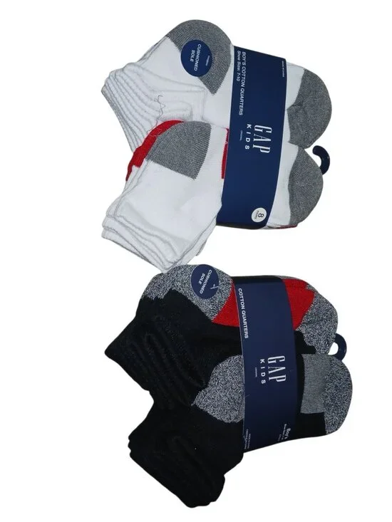 GAP Kids Boys Cotton Quarter Socks Bundle 16 Pairs NWT Size 7-10