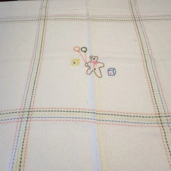 The‎ Three Weavers Handwoven Rainbow Fringed Baby Blanket Orlon Acrylic Vintage