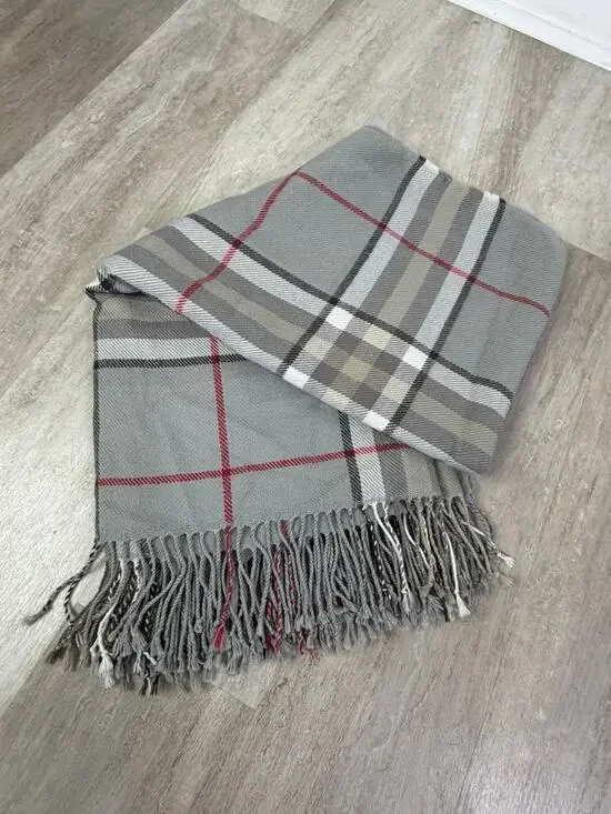 Pottery Barn Gray Plaid Throw Blanket