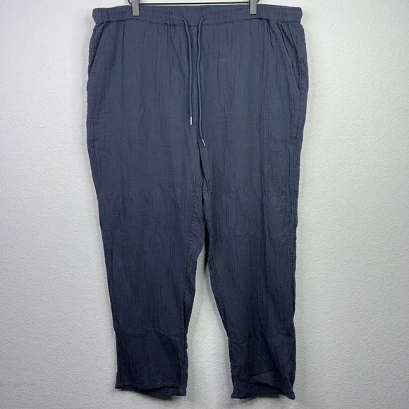 Quince Pants Womens XL Blue Indigo Organic Gauze Straight Leg Minimalist Coastal