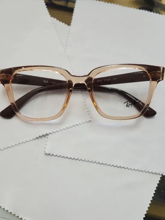 Ray-Ban Clear Amber Rectangular Optical Glasses