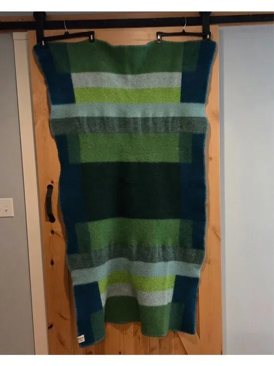 Roros Tweed Mikkel in Green Norwegian Wool Blanket Throw **Shrunk** 34x67