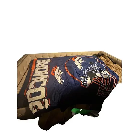 Denver Broncos Fleece Blanket Navy Orange NFL Team Logo