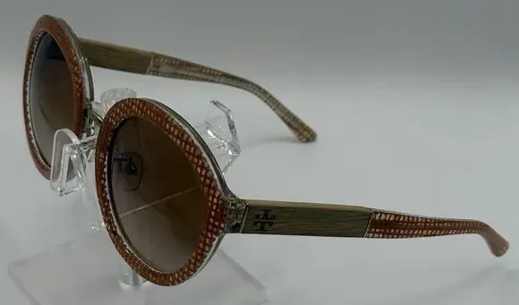 Tory Burch Round Sunglasses Brown Woven Acetate Women 54mm