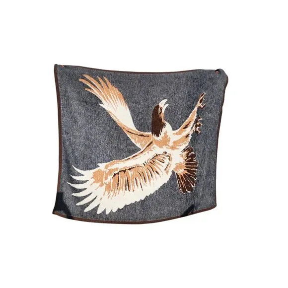 Vintage Eagle Wildlife Blanket 68x60 Acrylic Reversible Throw Rustic Cabin Decor