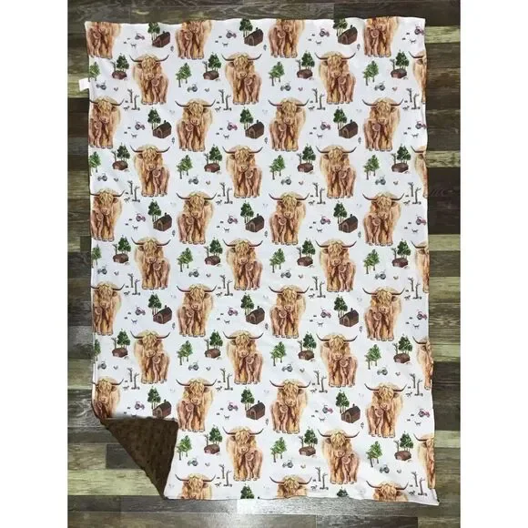 Brown Highland Cow Kids‎ Minky Blanket