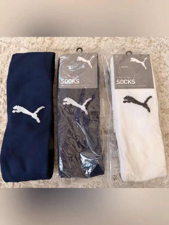 NWT/NWOT Lot of 3 Puma Liga Soccer Knee-High Socks – Size Medium (US 3.5-6)