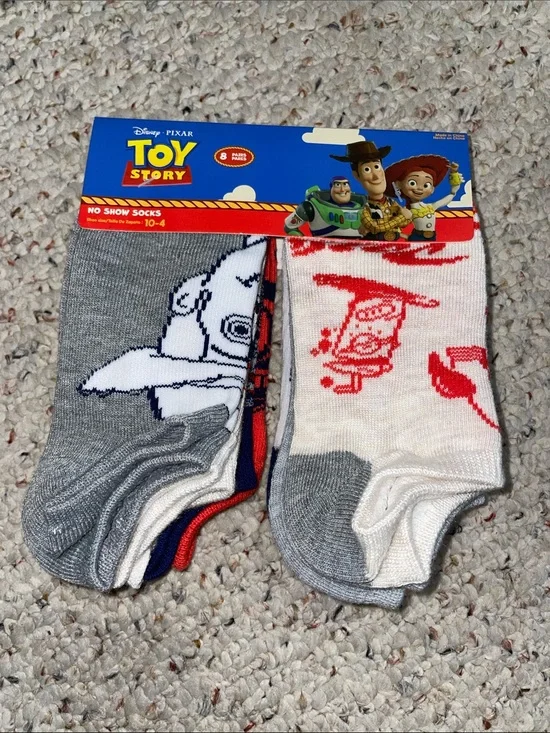 Disney Toy Story Kids No-Show Socks - Gray, White, Red, Blue