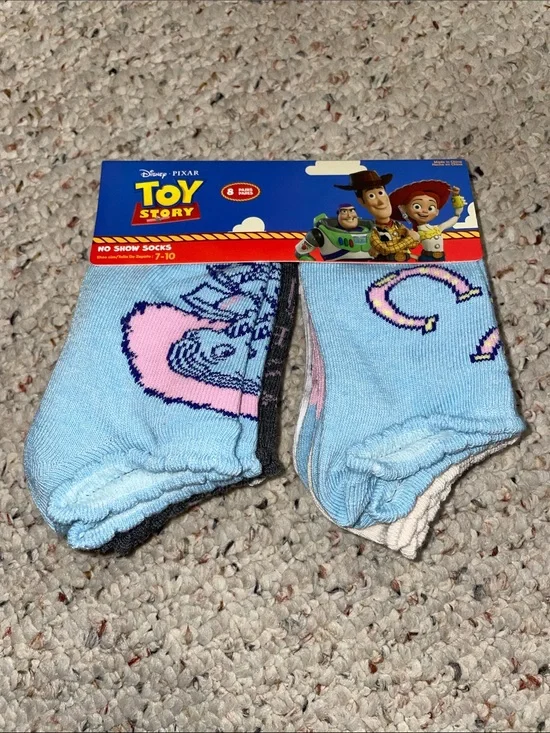 Disney Light Blue Toy Story Kids No-Show Socks with Pink Accent