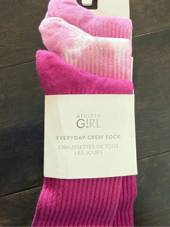 Athleta Girl Pink Gradient Crew Socks - 3 Pack