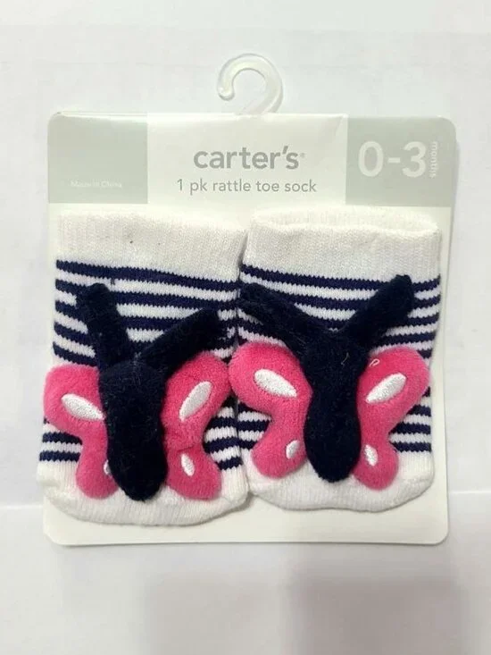 Butterfly Rattle Socks – 0–3 Months