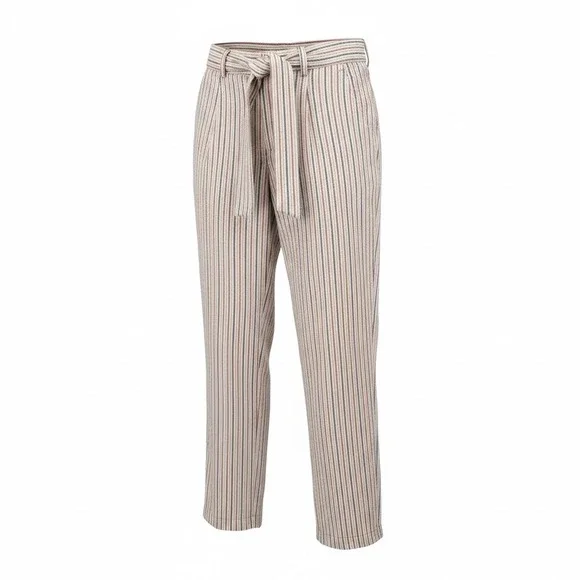 Banana Republic Avery Striped Ankle Pants Red Navy‎ White Tie Waist Womens 0