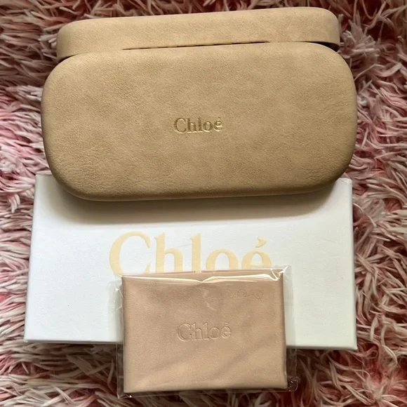 Chloé Empty Box Eyewear Sunglasses Clamshell Suede Leather Case Cloth