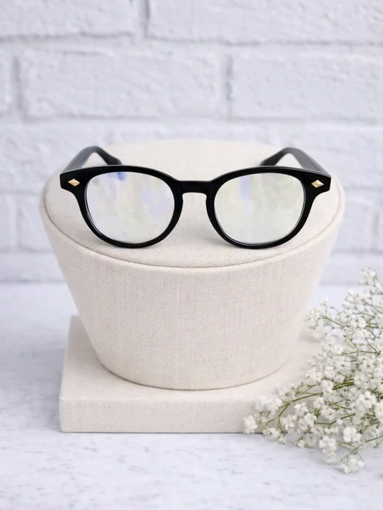 J. Crew Women's Round Blue Light Glasses with Black Frame Size AH933