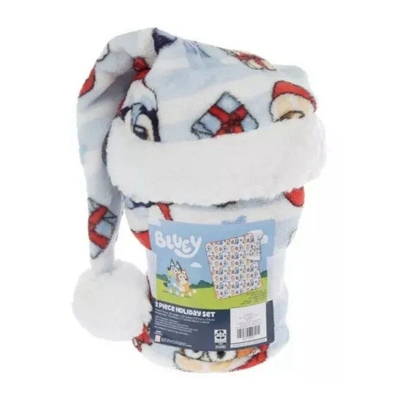 Bluey Holiday Throw Blanket And Hat 40