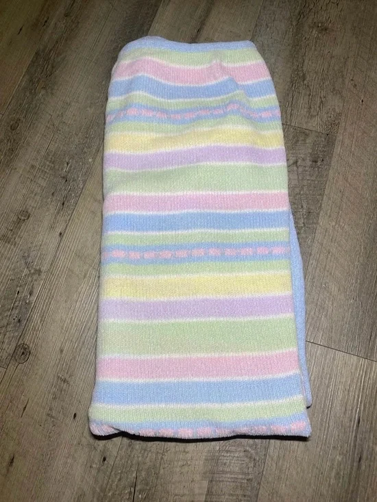 Blue Pink Green Yellow Pastel Stripe Acrylic Baby Blanket