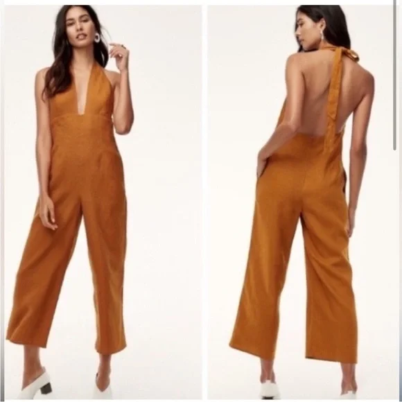 Aritzia Wilfred‎ 100% Linen Halter Jumpsuit Size 2