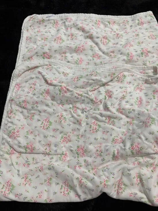 Carter's white cotton floral blanket pink  green botanical prints cottagecore