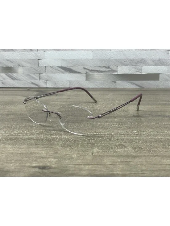 SILHOUETTE 5521 FE 4040 Purple Oval Rimless Eyeglasses 48[]17-135 FRAMES ONLY