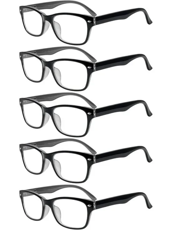 Colorful Blue Light Blocking Reading Glasses - 5 Pack, Spring Hinge, Unisex