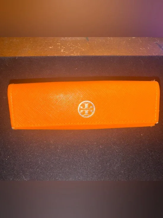 Tory Burch Orange Saffiano Leather Sunglasses Eyeglasses Case