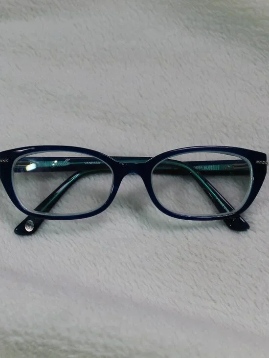 Gisselle Eyeglasses Vanessa Deep Blue Silver Beaded Accent 52-17-135 FRAMES ONLY