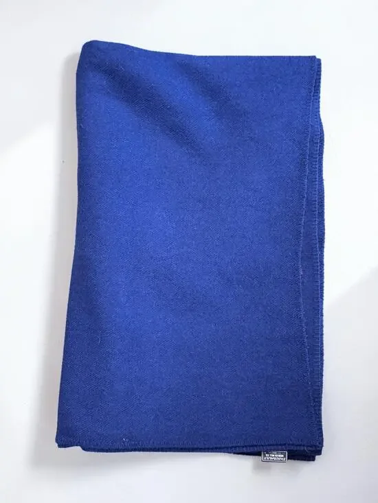 Vintage Faribo Virgin Wool Royal Blue Wool Blanket Bound Edges 66