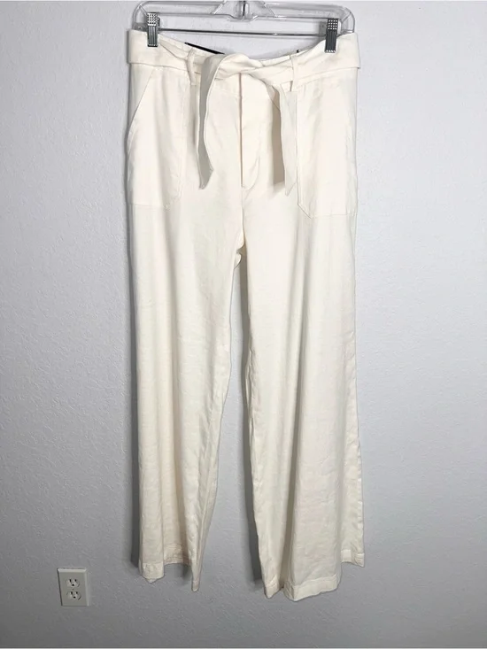 Banana Republic Wide Leg High Rise Linen Blend Pant Women’s Size 8 Off White KK