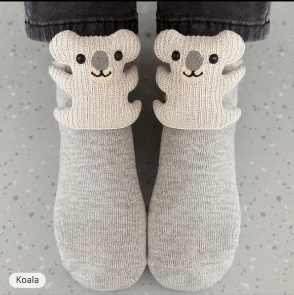 Adorable 3D Knit Koala‎ Socks One Size Womens Or Older Kids V26