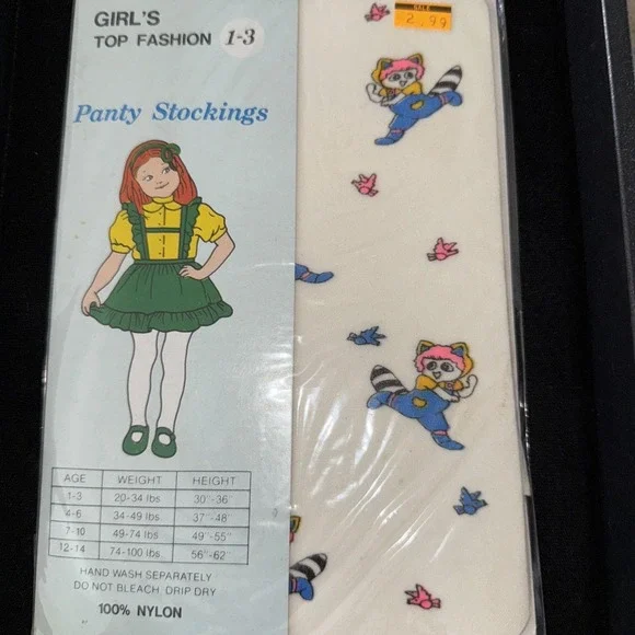 Vintage Girls WhitePanty Stockings Nylon Size 1-3 Yes‎ Made In USA Seamless 5199