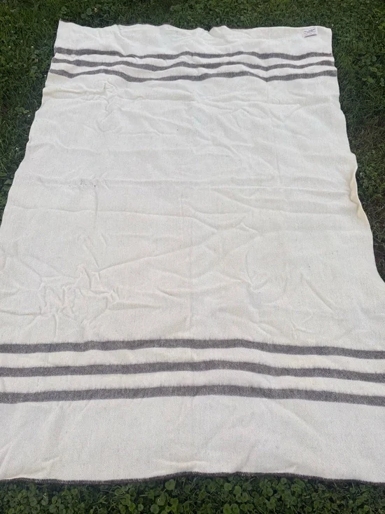 Vintage wool Mac Auslands 100 laine wool striped blanket - RARE