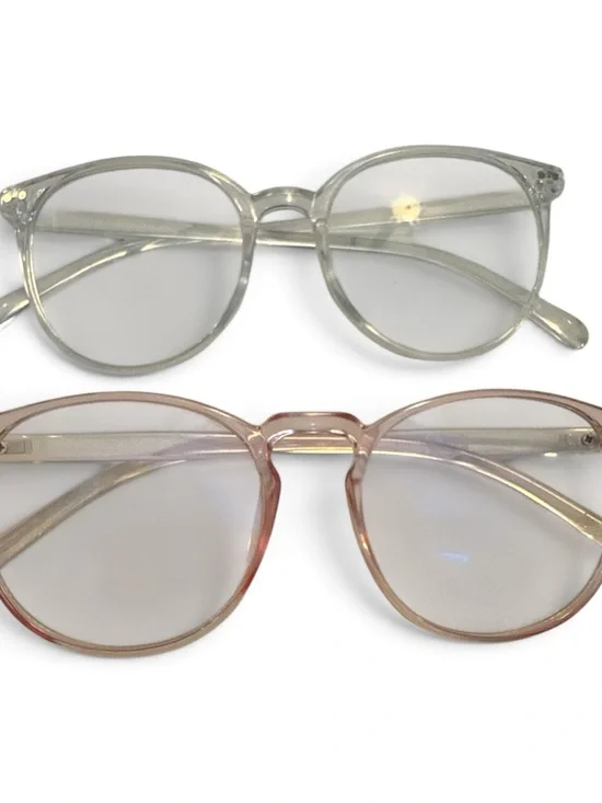 Clear and Blush Round Clear-Frame/Blue light Glasses Duo