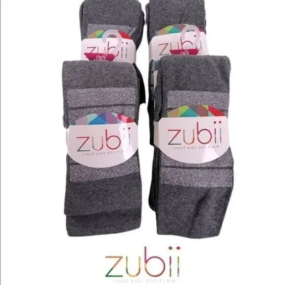 ZUBII CHILDRENS TIGHTS GRAY WITH GLITTER SIZE 12