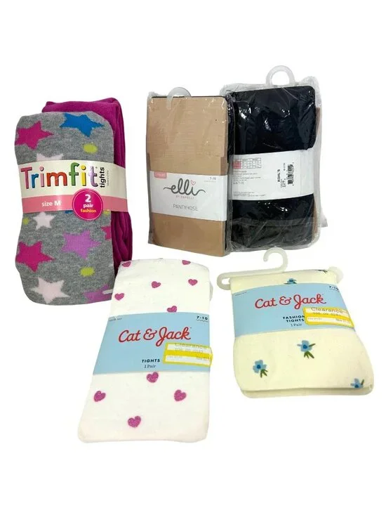 Girls’ Tights 8 Pairs M 7-10 Multi, Trim Fit, Capelli, Cat & Jack Casual Party