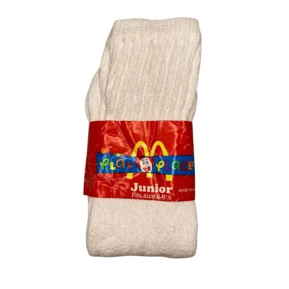 Nwt McDonalds PlayPlace White Crew Socks Kids Vintage Junior Cotton Collectible
