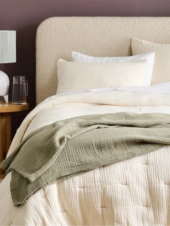 New Organic Cotton Gauze Blanket - Dried Sage Green