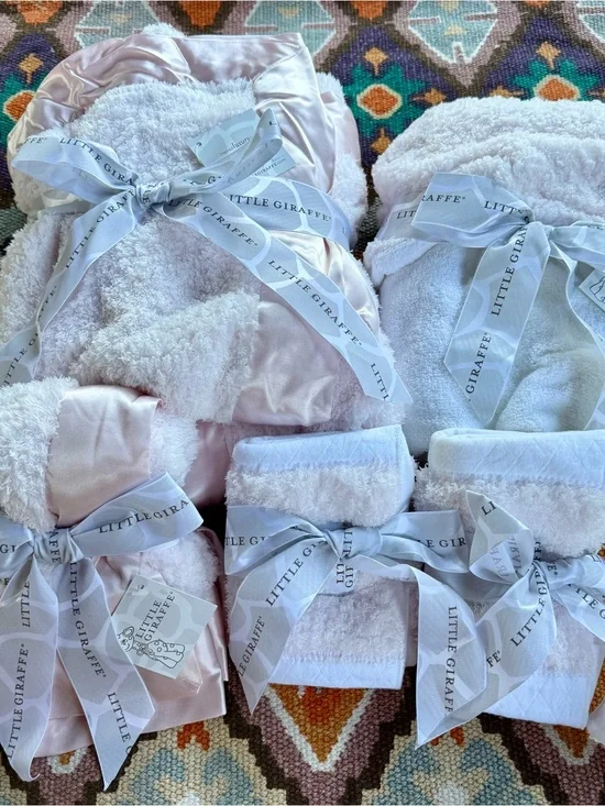 Little Giraffe Luxury Powder Plush Luxe Baby Blankets 2 Medium/Large & 3 Small
