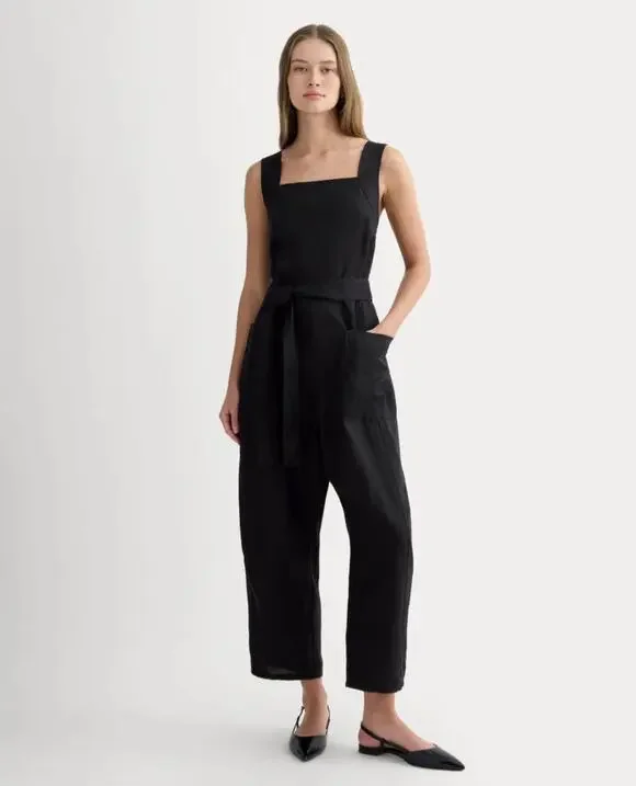 NEW Everlane The Utility Coverall Black Linen Jumpsuit Romper Plus 16