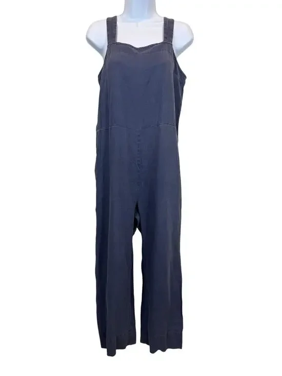 Everlane Jumpsuit Womens 6 Blue Linen Wide Leg Sleeveless Pockets Lagenlook