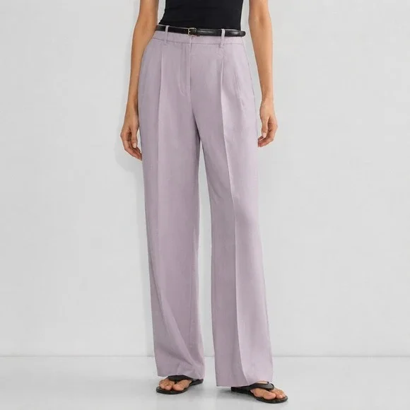 Aritzia Wilfred The Effortless Pants Linen Blend Trouser Cloudy Lilac Size 8