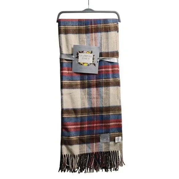 La Limonia Tessuti 100% Italian‎ Fabrics Throw Beige/Brown/Red/Blue